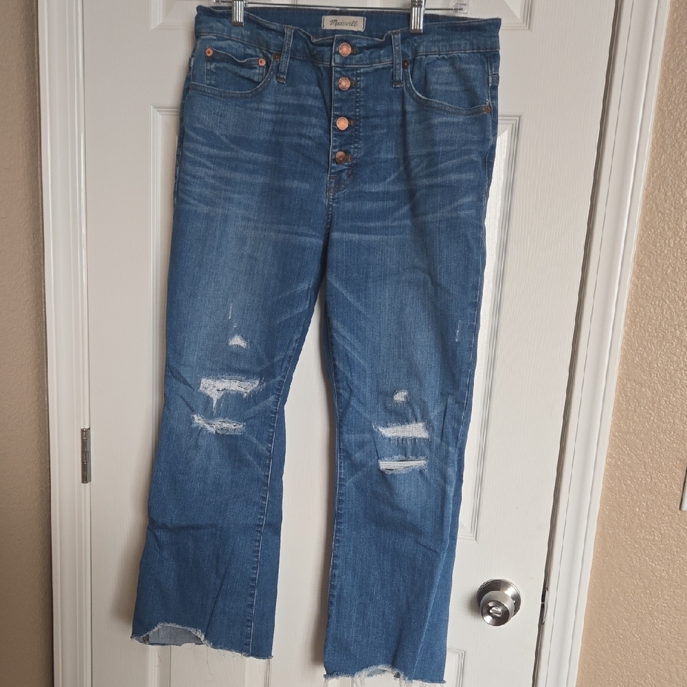 Universal Thread Distressed Blue Cropped Jeans - image 1